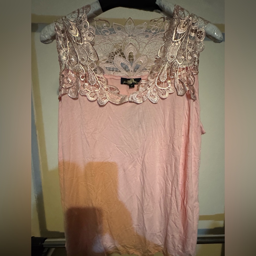 Joan Boyce Pink Lace Detail Blouse